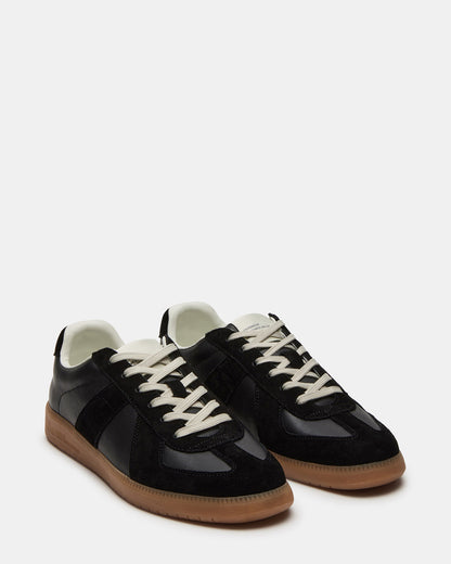 Steve Madden DIXON Black Leather Low-Top Panel Men's Sneaker
