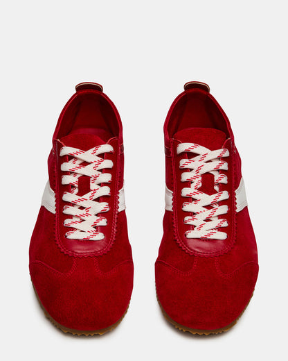 Steve Madden JUNA Red Low-Top Lace-Up Stripe Men's Sneaker