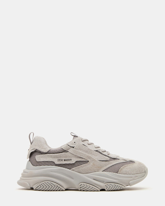 Steve Madden POSSESS Grey Suede Low-Top Lace-Up Men's Sneaker
