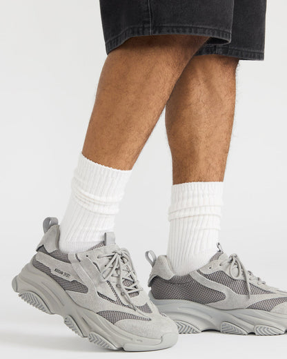 Steve Madden POSSESS Grey Suede Low-Top Lace-Up Men's Sneaker