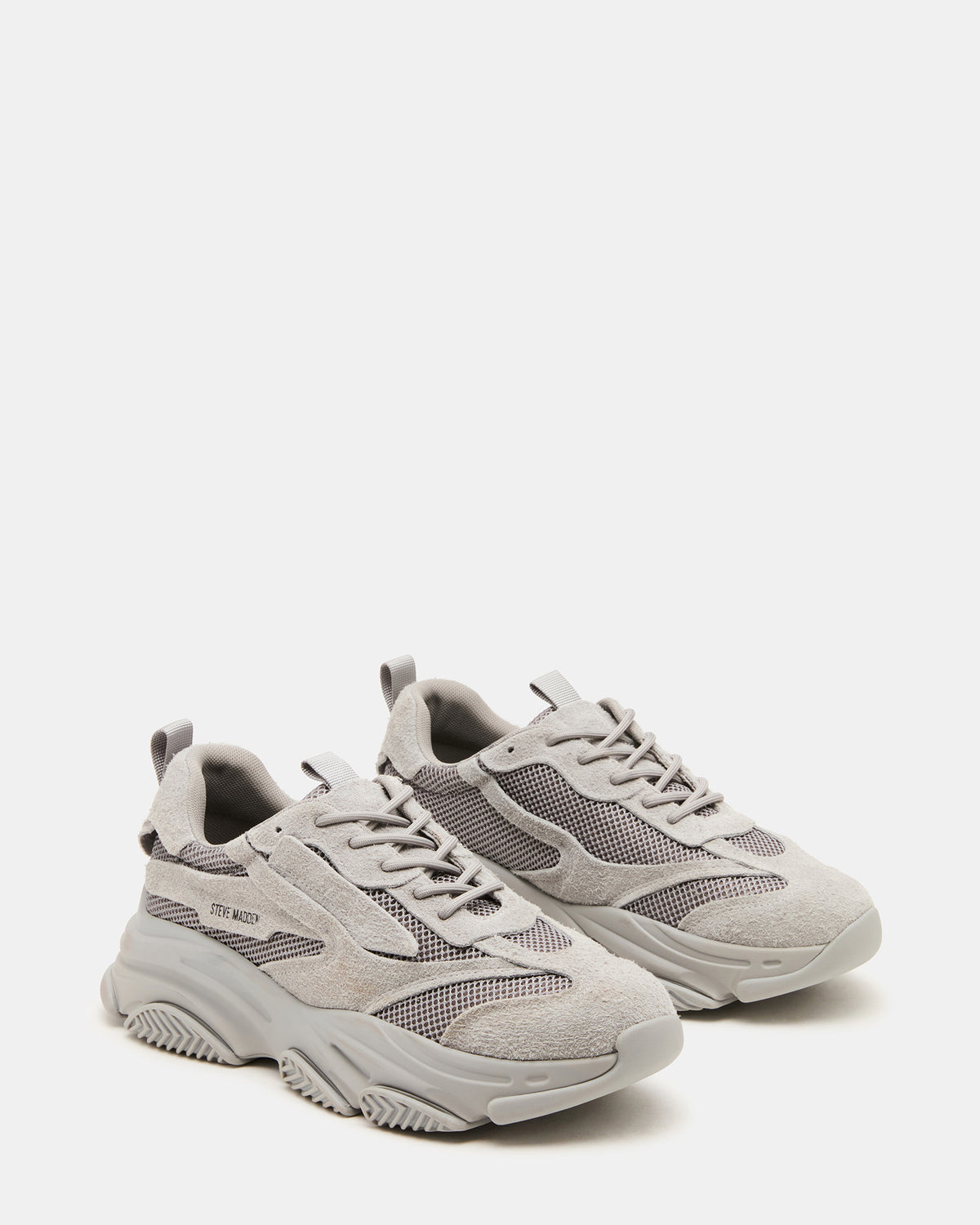 Steve Madden POSSESS Grey Suede Low-Top Lace-Up Men's Sneaker