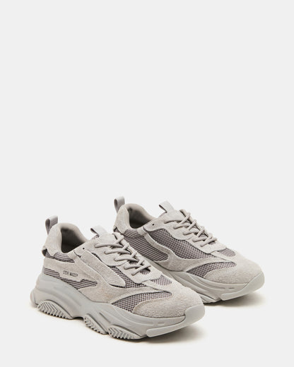 Steve Madden POSSESS Grey Suede Low-Top Lace-Up Men's Sneaker