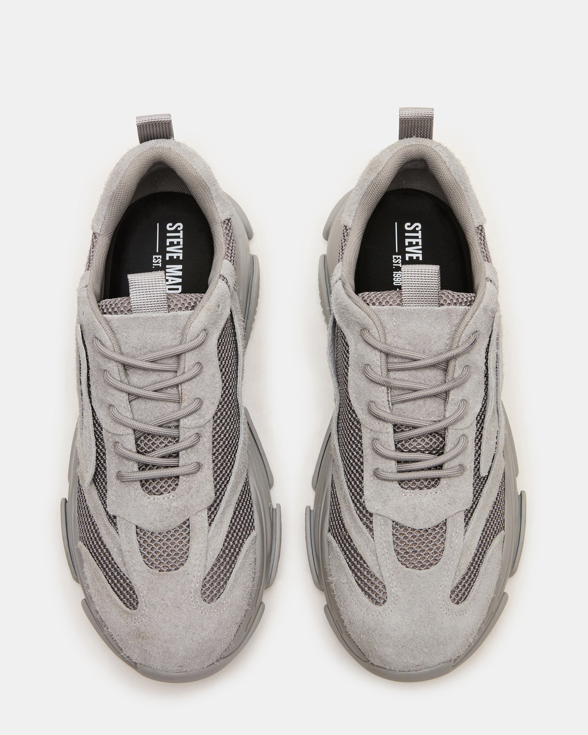 Steve Madden POSSESS Grey Suede Low-Top Lace-Up Men's Sneaker