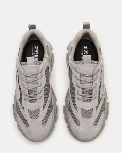 Steve Madden POSSESS Grey Suede Low-Top Lace-Up Men's Sneaker