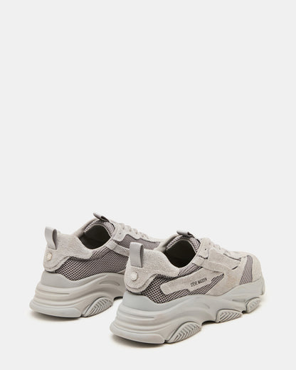 Steve Madden POSSESS Grey Suede Low-Top Lace-Up Men's Sneaker