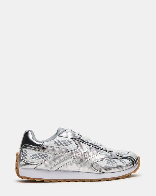 Steve Madden XYLO Silver Low-Top Lace-Up Men's Sneakers