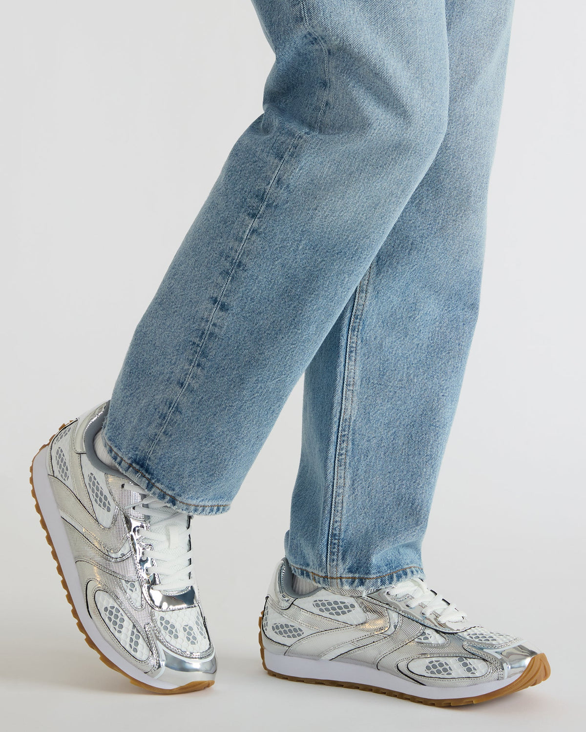 Steve Madden XYLO Silver Low-Top Lace-Up Men's Sneakers