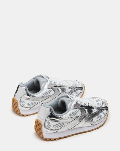 Steve Madden XYLO Silver Low-Top Lace-Up Men's Sneakers