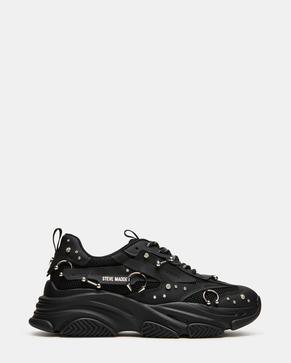 Steve Madden PIERCED Black Low-Top Lace-Up Men's Sneaker