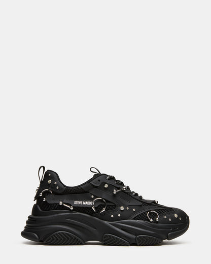 Steve Madden PIERCED Black Low-Top Lace-Up Men's Sneaker