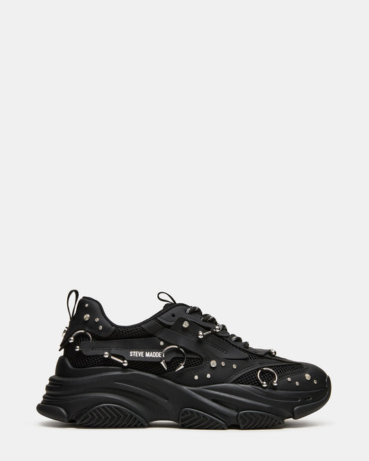 Steve Madden PIERCED Black Low-Top Lace-Up Men's Sneaker