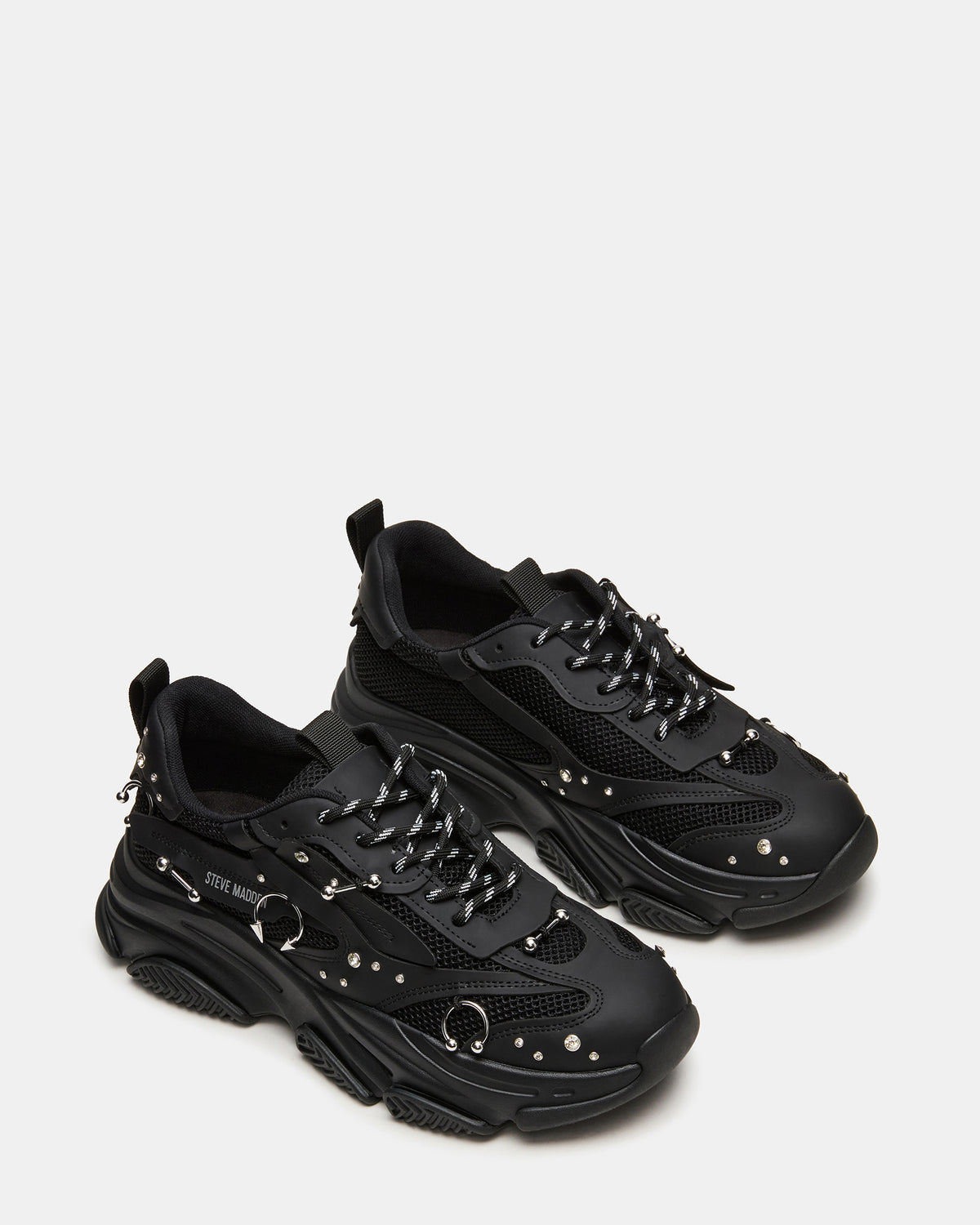 Steve Madden PIERCED Black Low-Top Lace-Up Men's Sneaker