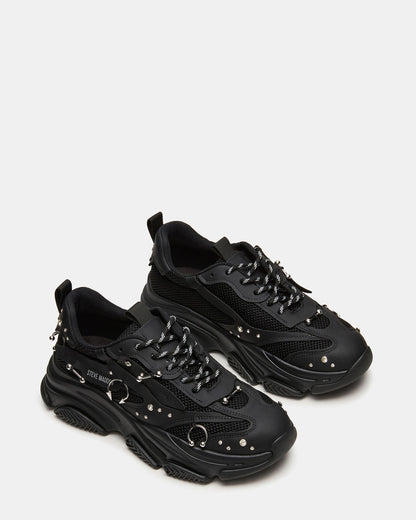 Steve Madden PIERCED Black Low-Top Lace-Up Men's Sneaker