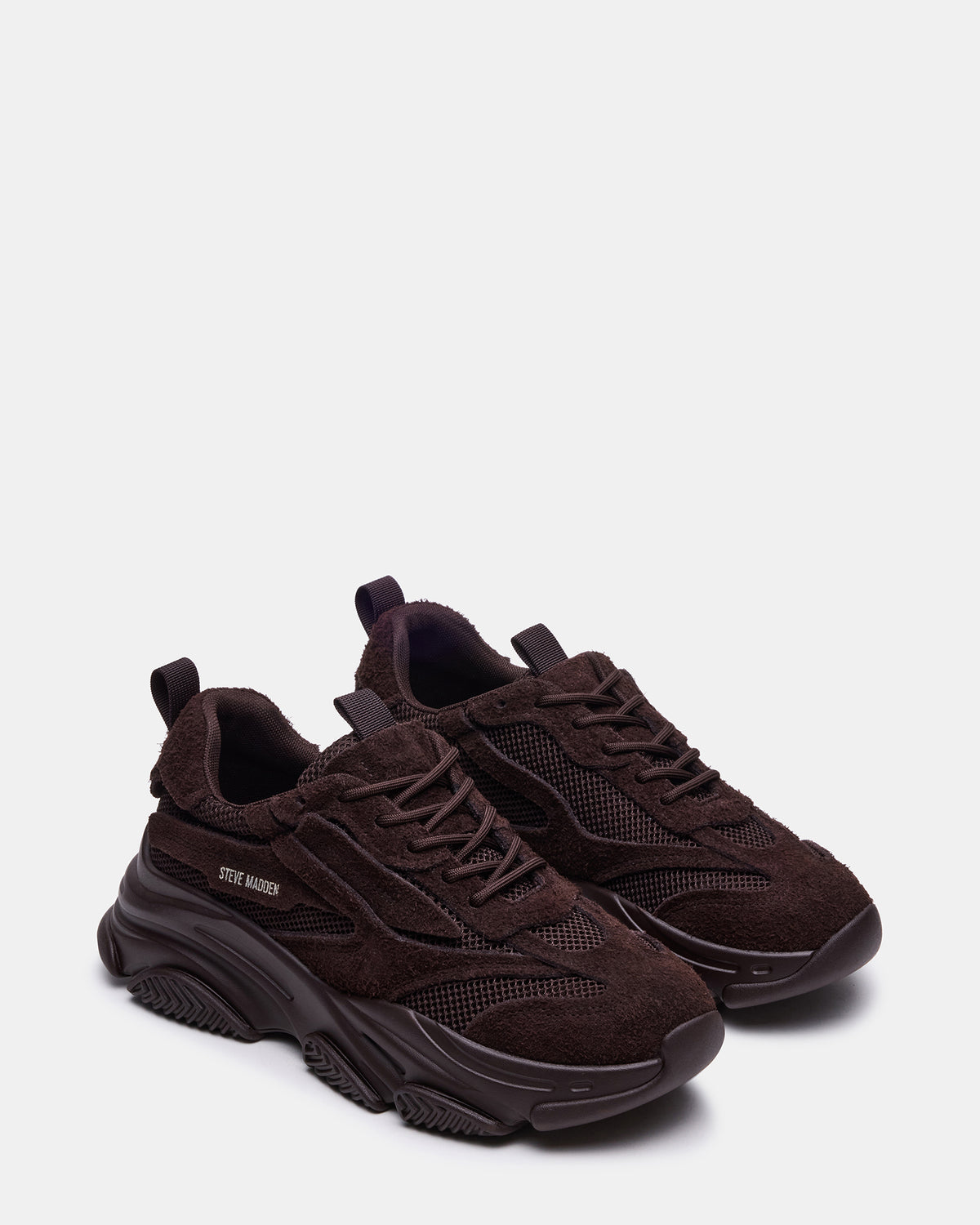 Steve Madden POSSESS Brown Suede Low-Top Lace-Up Men's Sneaker