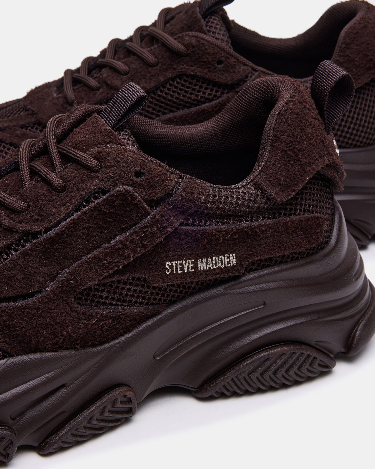 Steve Madden POSSESS Brown Suede Low-Top Lace-Up Men's Sneaker