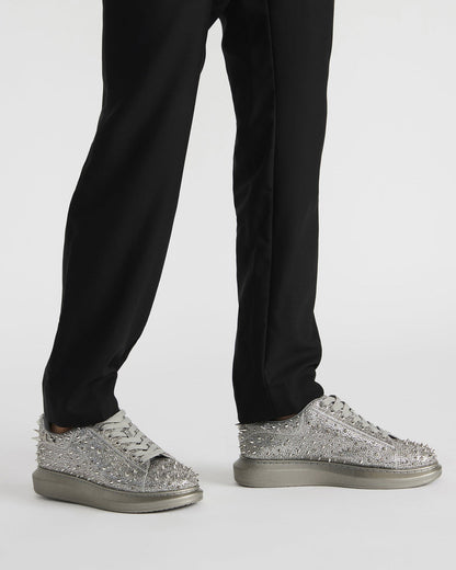 Steve Madden ICEBOX Pewter Metallic Men's Low-Top Lace-Up Sneaker