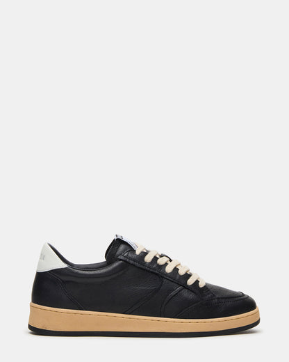 Steve Madden PRISMO Black Leather Low-Top Lace-Up Men's Sneaker