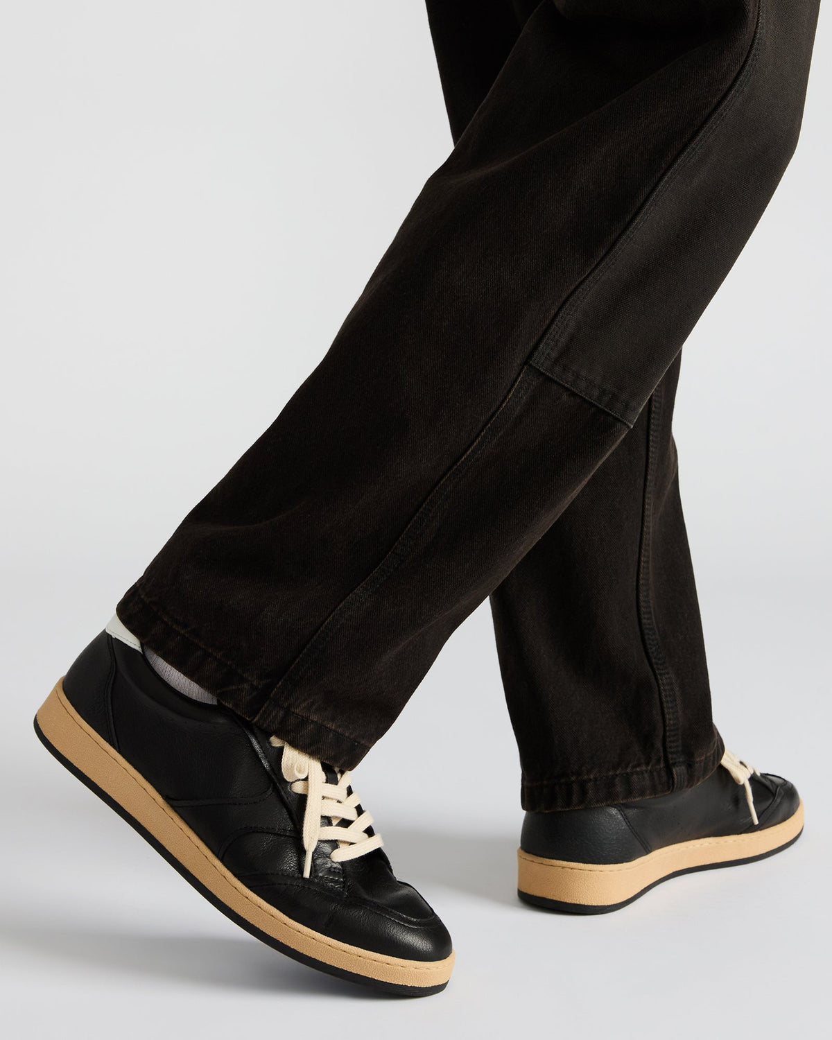 Steve Madden PRISMO Black Leather Low-Top Lace-Up Men's Sneaker
