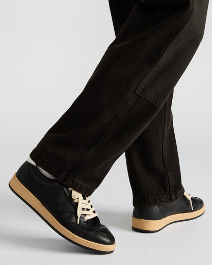 Steve Madden PRISMO Black Leather Low-Top Lace-Up Men's Sneaker