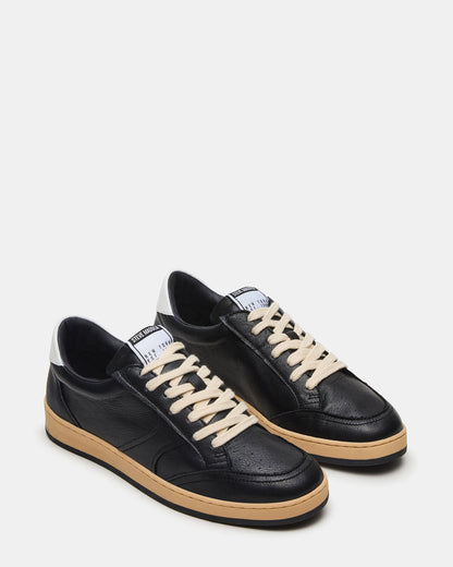 Steve Madden PRISMO Black Leather Low-Top Lace-Up Men's Sneaker