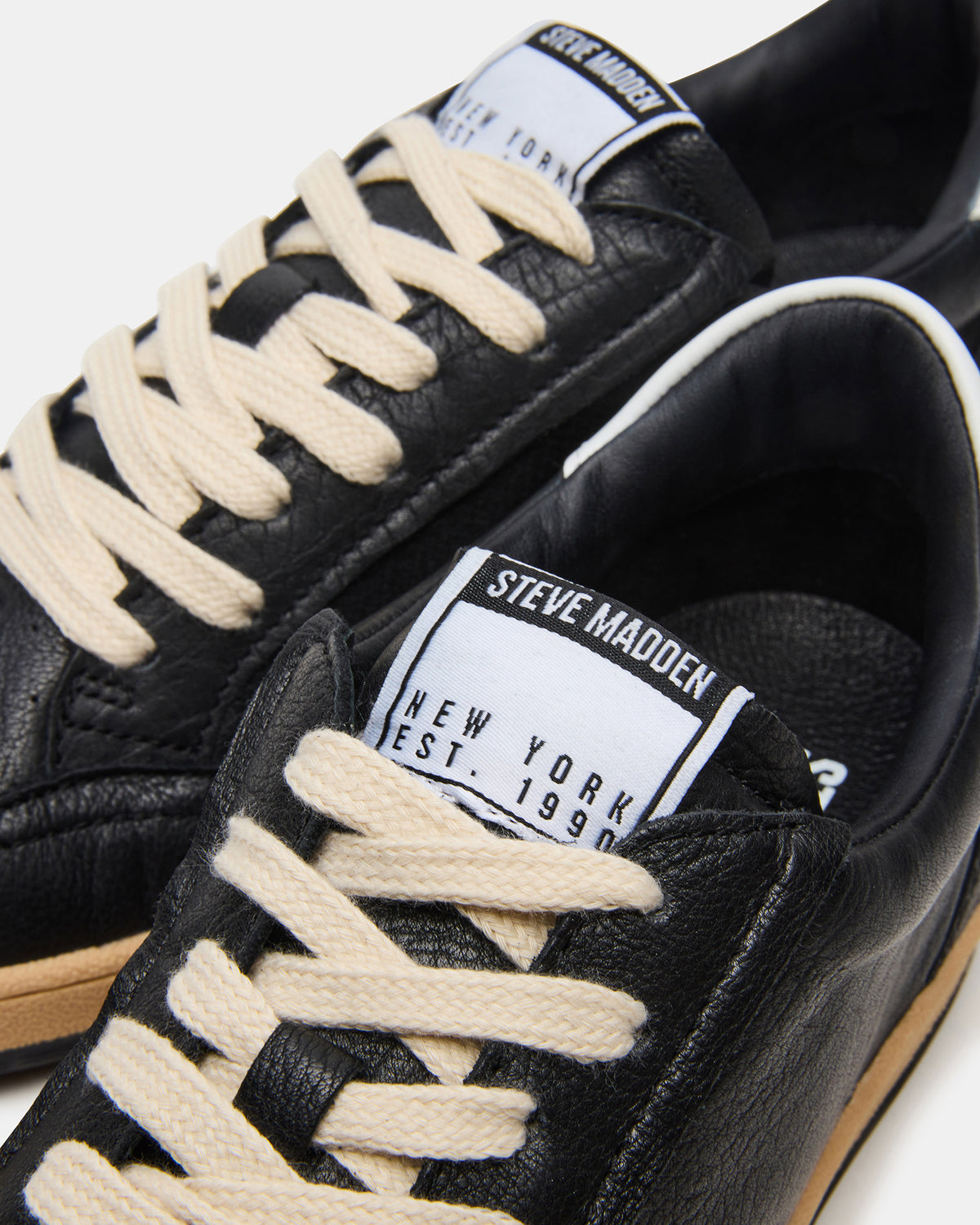 Steve Madden PRISMO Black Leather Low-Top Lace-Up Men's Sneaker