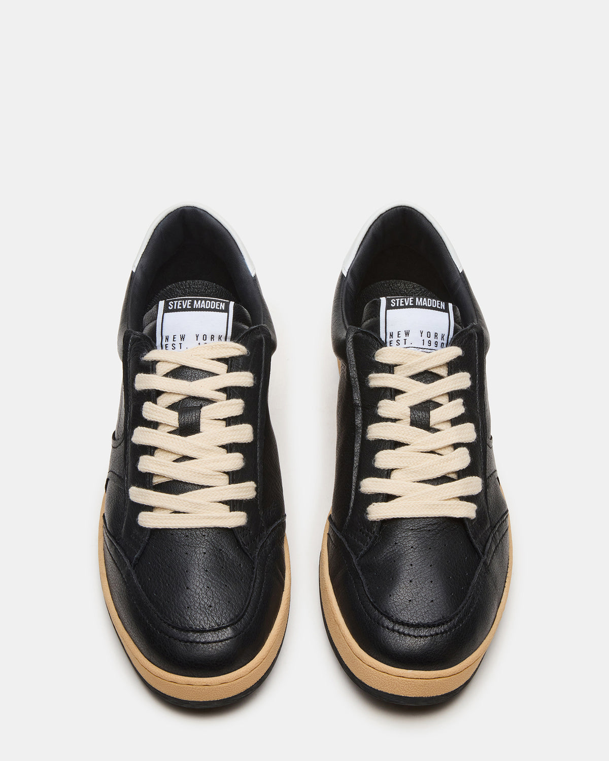 Steve Madden PRISMO Black Leather Low-Top Lace-Up Men's Sneaker