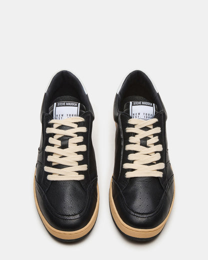 Steve Madden PRISMO Black Leather Low-Top Lace-Up Men's Sneaker