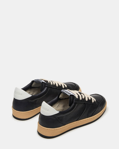 Steve Madden PRISMO Black Leather Low-Top Lace-Up Men's Sneaker