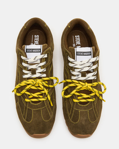 Steve Madden MIDAS Olive Low-Top Lace-Up Men's Sneaker