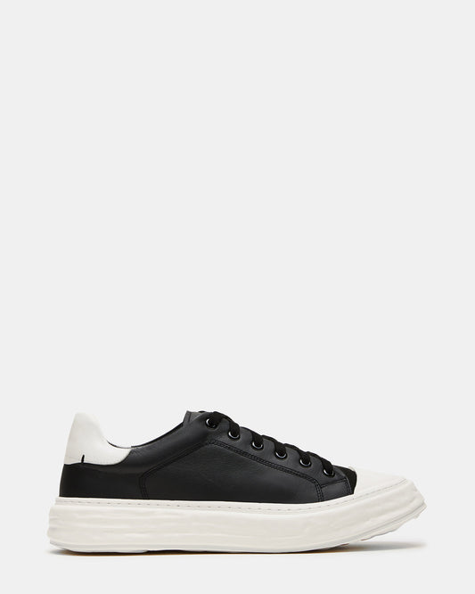 Steve Madden MACRAE Black Leather Men's Low-Top Fashion Sneaker