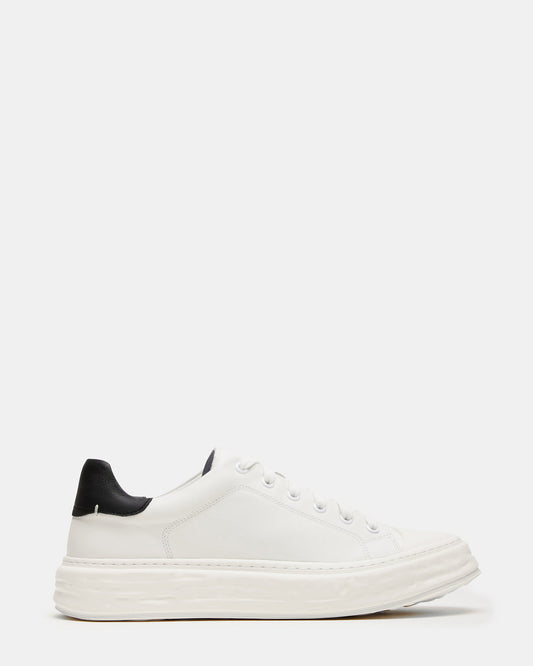 Steve Madden MACRAE White Leather Men's Low-Top Fashion Sneaker