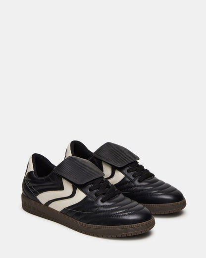 Steve Madden JANOS Black Leather Low-Top Lace-Up Men's Sneaker