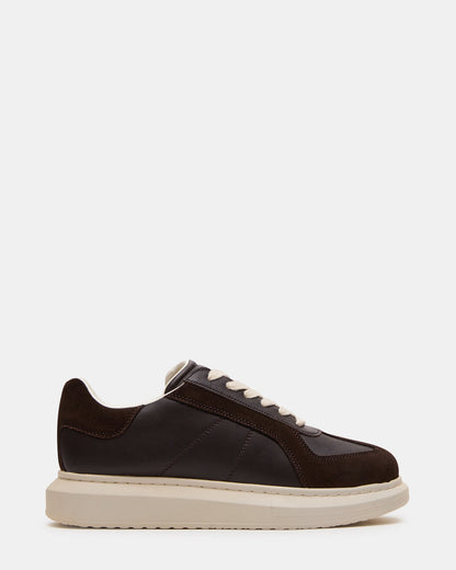 Steve Madden MINOU Brown Leather Low-Top Lace-Up Men's Sneaker