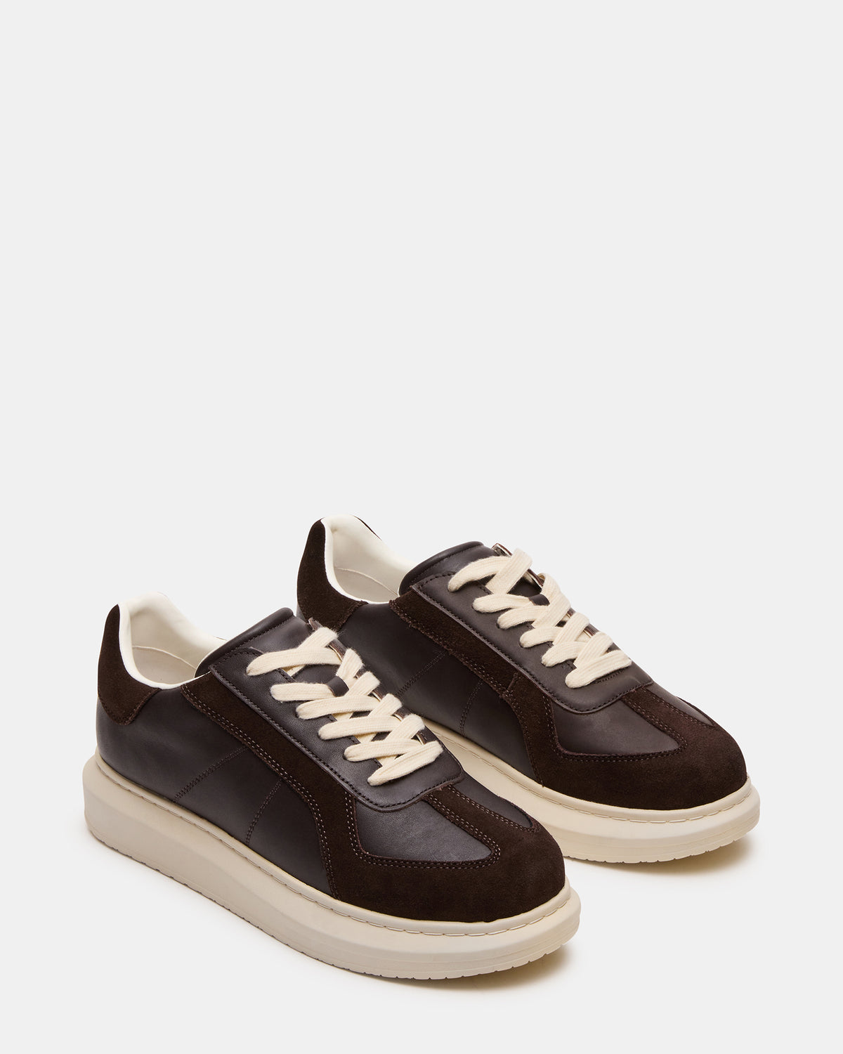 Steve Madden MINOU Brown Leather Low-Top Lace-Up Men's Sneaker