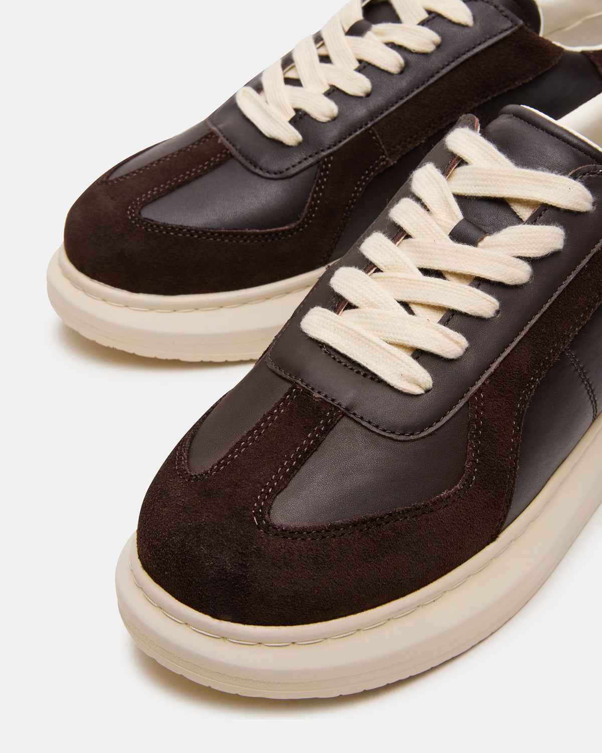 Steve Madden MINOU Brown Leather Low-Top Lace-Up Men's Sneaker