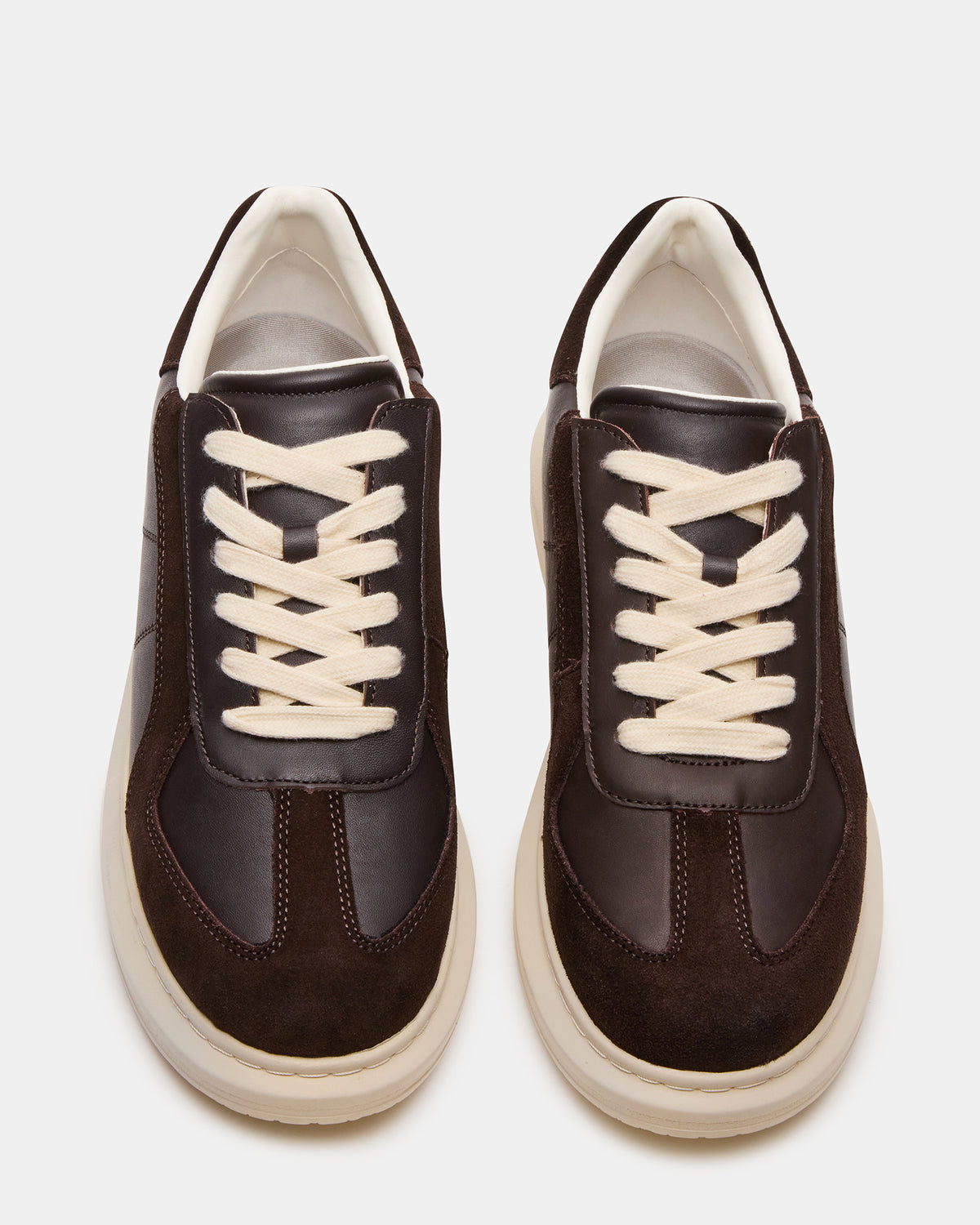 Steve Madden MINOU Brown Leather Low-Top Lace-Up Men's Sneaker