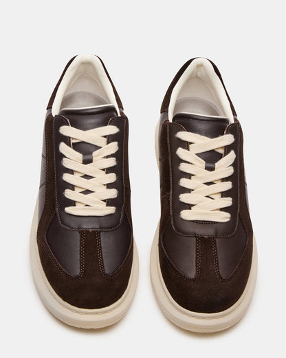 Steve Madden MINOU Brown Leather Low-Top Lace-Up Men's Sneaker