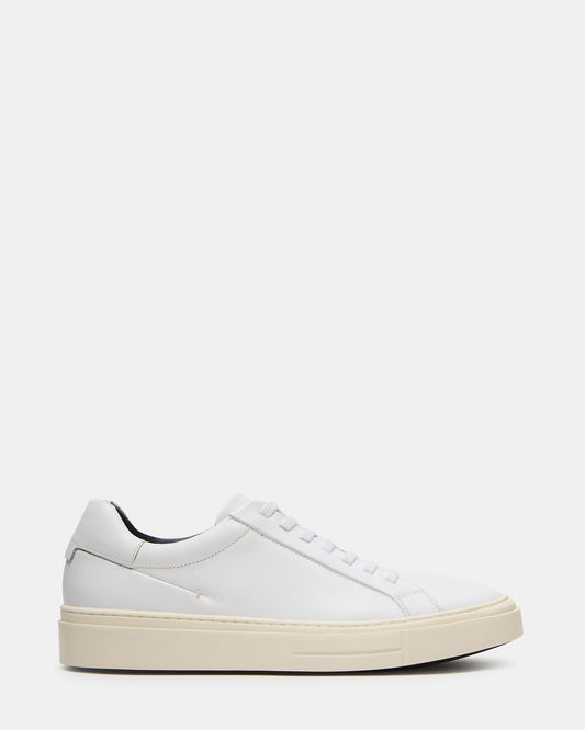 Steve Madden ZOII White Leather Men's Low-Top Lace-Up Sneaker
