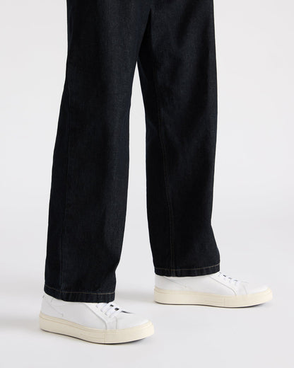 Steve Madden ZOII White Leather Men's Low-Top Lace-Up Sneaker