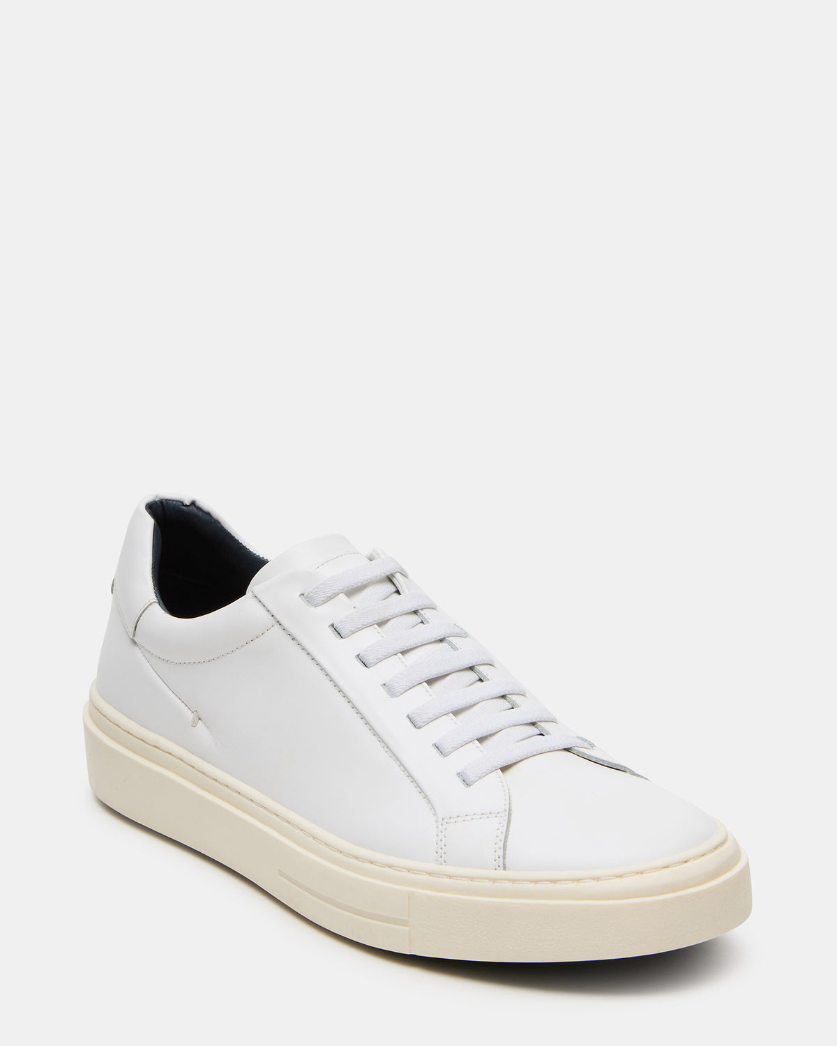 Steve Madden ZOII White Leather Men's Low-Top Lace-Up Sneaker