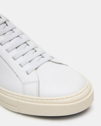 Steve Madden ZOII White Leather Men's Low-Top Lace-Up Sneaker