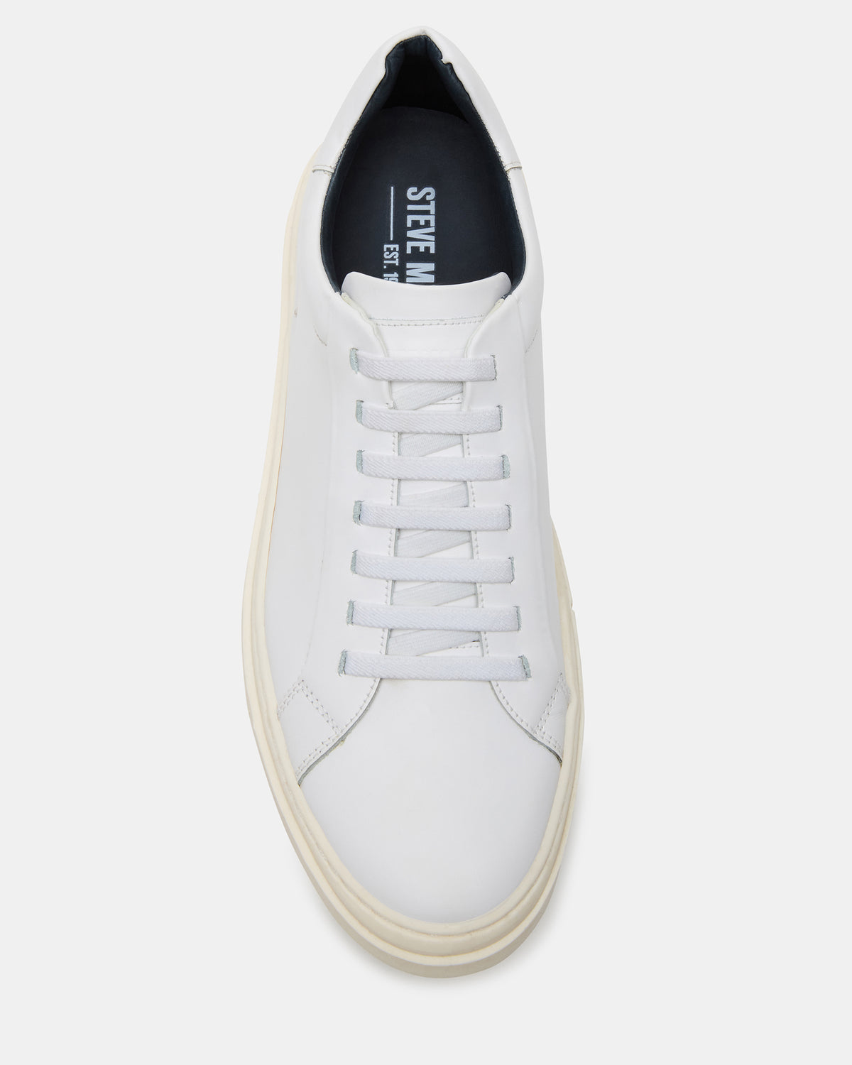 Steve Madden ZOII White Leather Men's Low-Top Lace-Up Sneaker