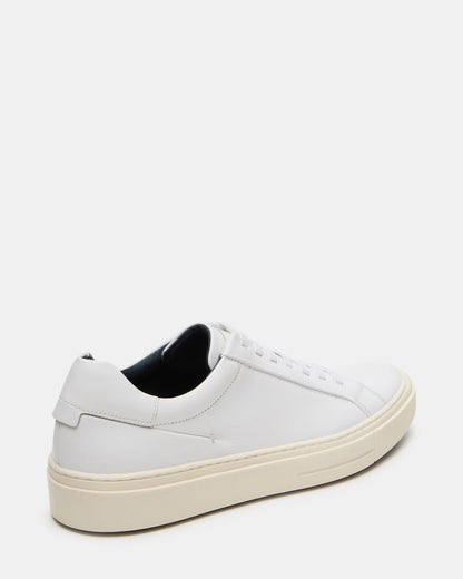 Steve Madden ZOII White Leather Men's Low-Top Lace-Up Sneaker