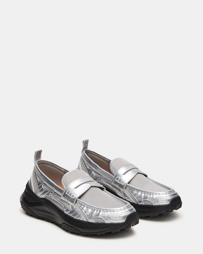 Steve Madden PARRISH Silver Low-Top Slip-On Men's Sneaker