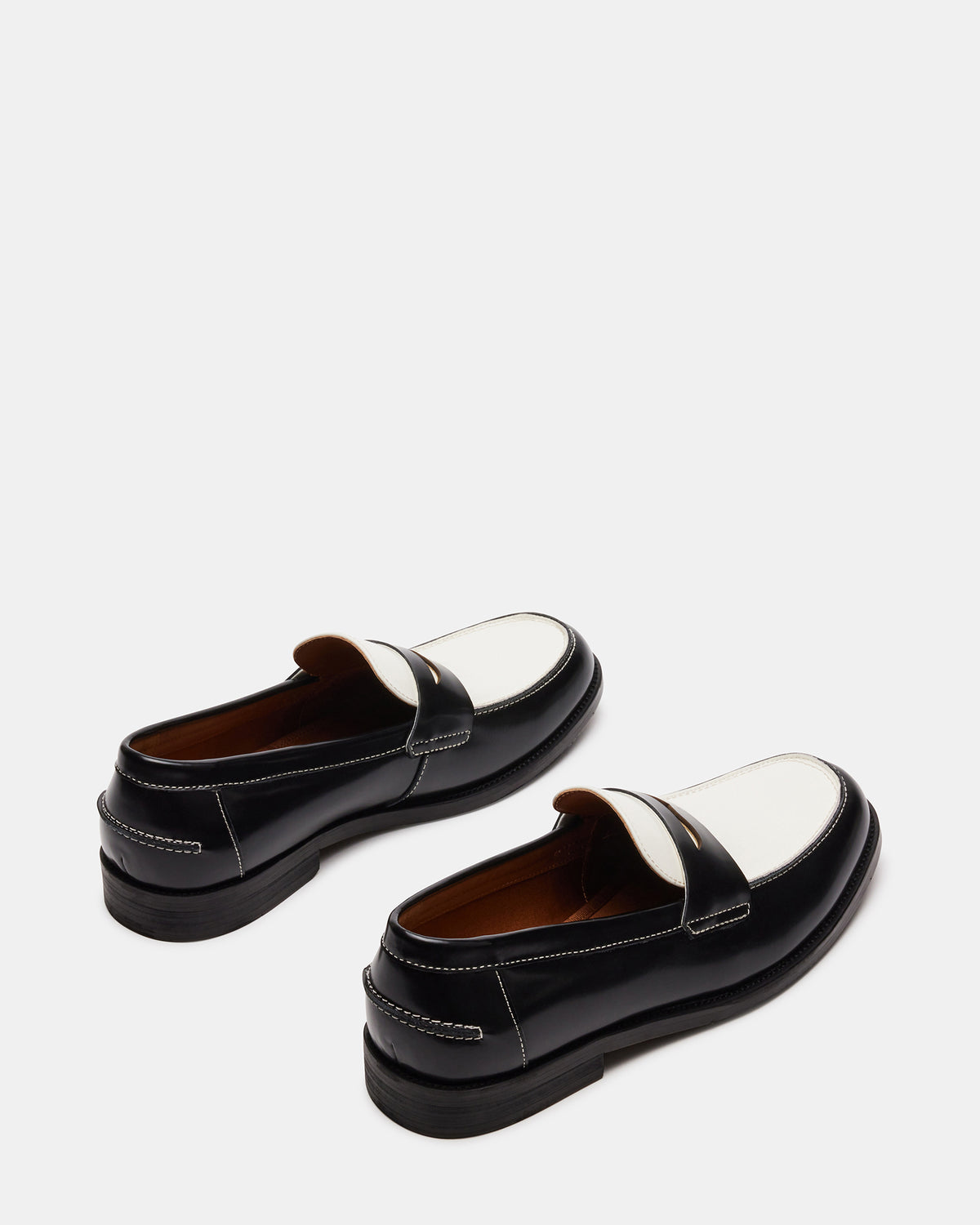Steve Madden NATAN Black/ White Leather Men's Slip-On Dress Loafer