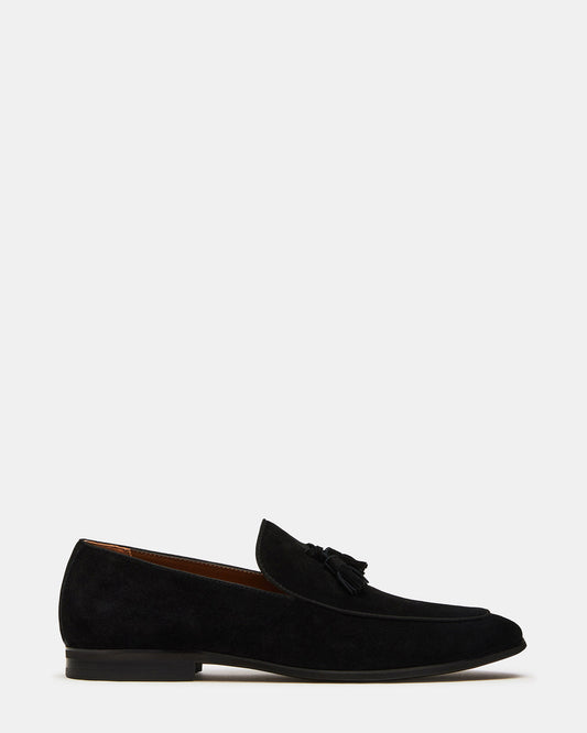 Steve Madden ONDRE Black Suede Tassel Slip-On Men's Loafer