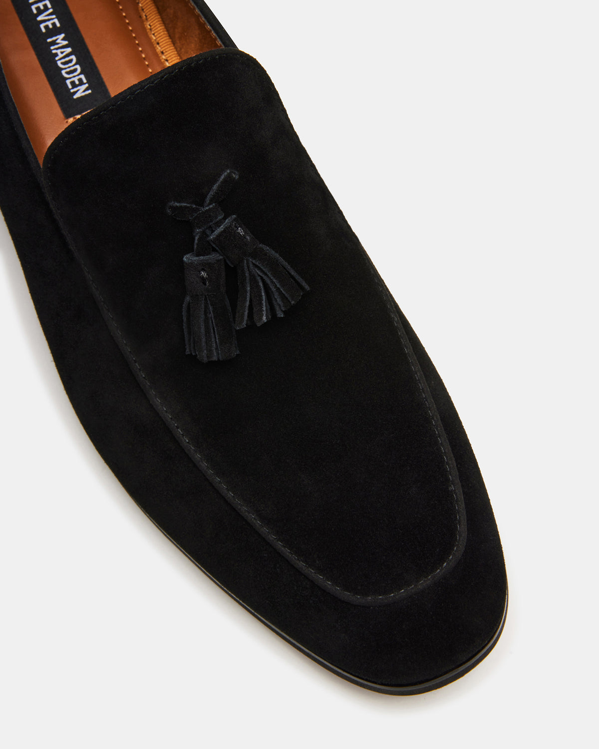 Steve Madden ONDRE Black Suede Tassel Slip-On Men's Loafer