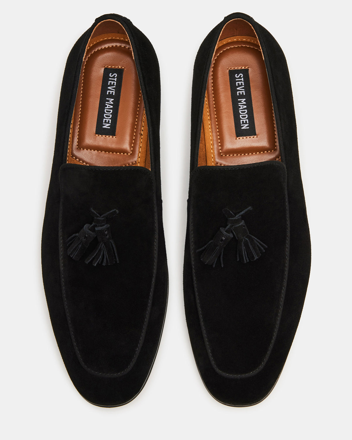 Steve Madden ONDRE Black Suede Tassel Slip-On Men's Loafer