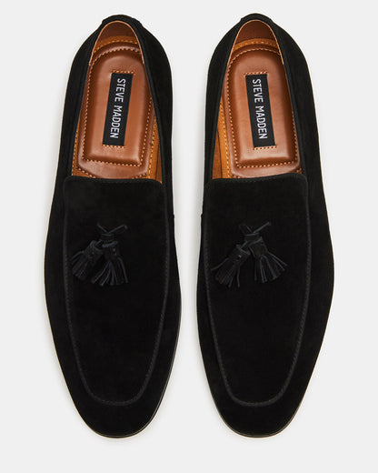 Steve Madden ONDRE Black Suede Tassel Slip-On Men's Loafer