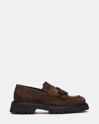 Steve Madden ZEV Brown Suede Lug Sole Dress Men's Loafer